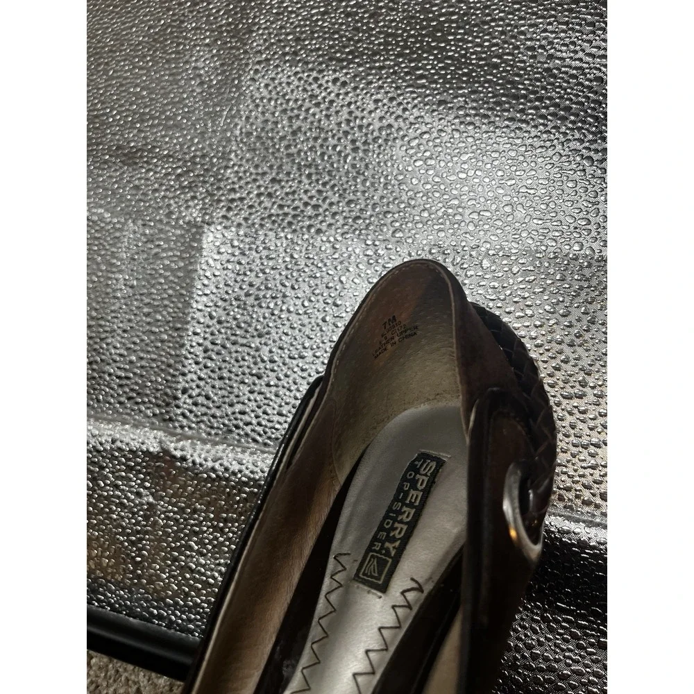 Womens‎ Sperry Top-Sider Boat wedge heels Brown with braided trim detailing 7M